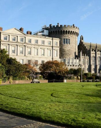 Luxurious castle hotel with lush gardens and historic architecture, perfect for a tranquil and elegant stay.